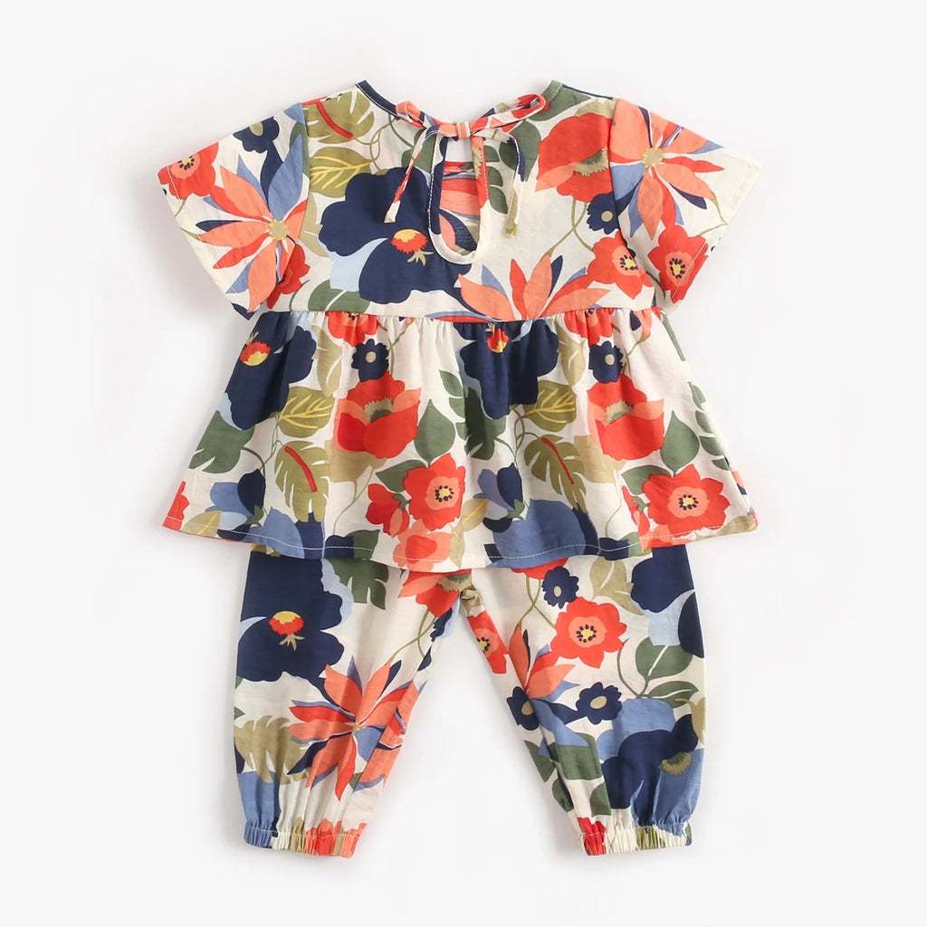Floral Summer Children Sets 2Pcs Baby Girls Clothing Sets Cotton Princess